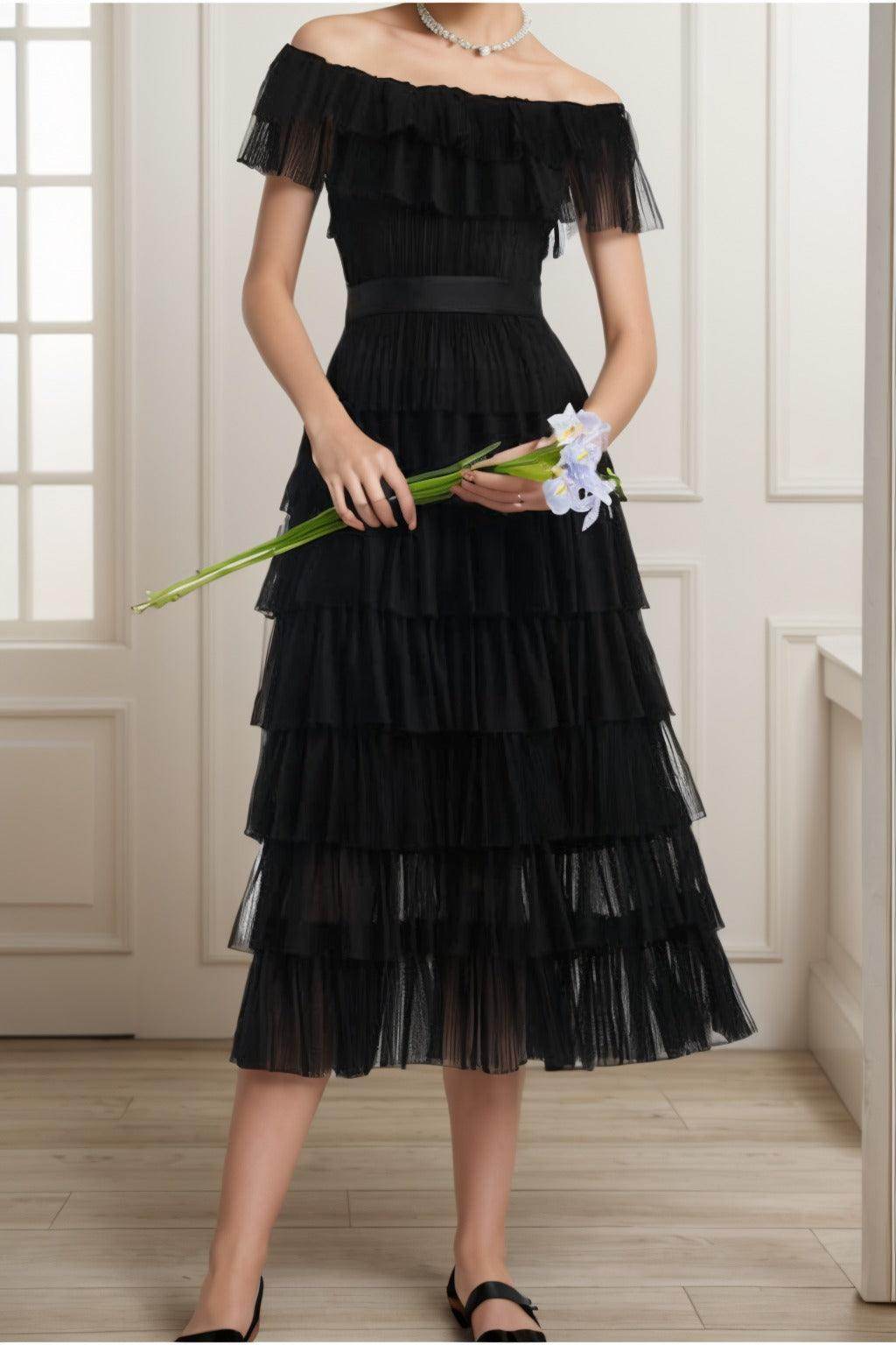 A-Line Tea Length Tulle Graduation Dresses CS0557 - COCOMELODY